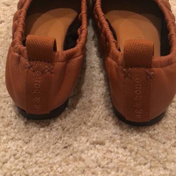 Rag & Bone Elly Cognac Leather Ballet Flat Sz 37.5 - Picture 3 of 7